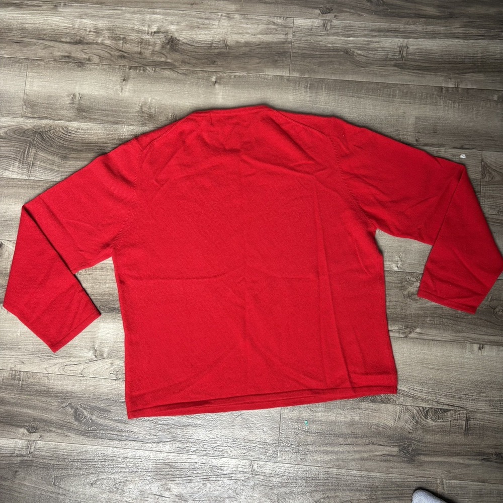 Vintage Queen of Scotland 100% Cashmere red Crewneck Sweater XL Classic Preppy - Picture 8 of 8